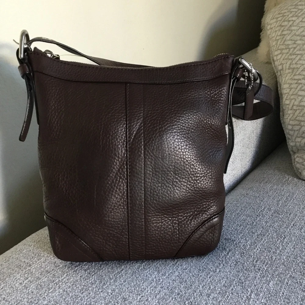 Coach Dark Brown Pebbled Leather Messenger Bag